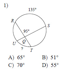 Circles - Secant-tangent angles Worksheets