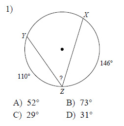 Circles - Inscribed angles Worksheets