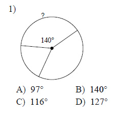 Circles - Measures of arcs and central angles Worksheets