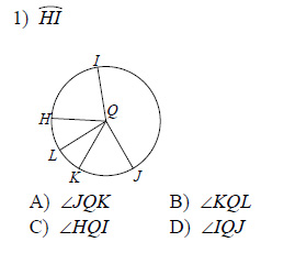 Circles - Naming arcs and central angles Worksheets